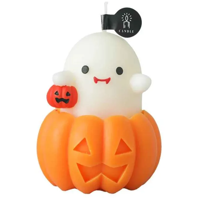 Ascella Halloween Geurkaars – Spookje in Pompoen – Lavendel Geur – Schattige Halloween Decoratie – Figuurkaars – 7 cm Wit