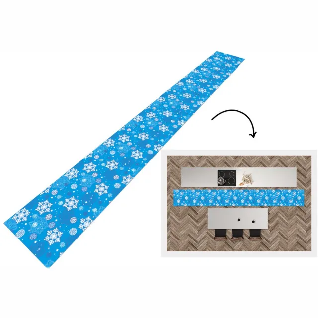 KitchenYeah Keukenloper - Keukenmat - Sneeuwvlok - Winter - Kerst - Patronen - 400x50 cm - Keuken vloerkleed Multicolor