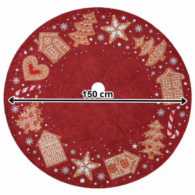Ferocity Kerstboomrok 150 cm - Rond kerstboomkleed van zachte pluche - Met klittenband - Rode Peperkoek Rood
