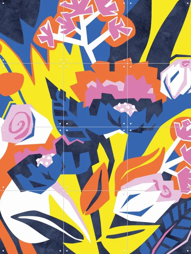 IXXI Filtered, Megan Gallagher - 60 x 80 cm - Grote wanddecoratie en posters - Abstract, Illustraties, Kleurrijk, Digitale Kunst, Speels, Woonkamer Geel / Blauw / Oranje