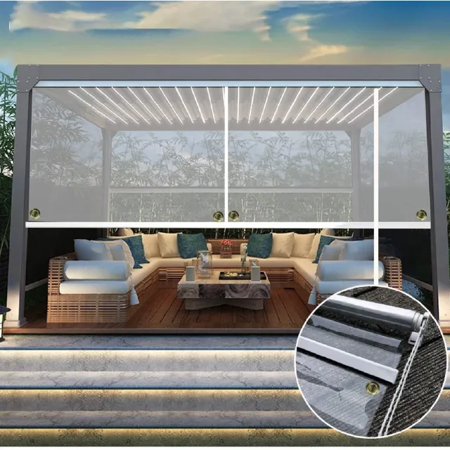 Famanu Transparant rolgordijn voor buiten, oprolbaar en waterdicht, geschikt voor pergola-terras, 75 x 140 cm, ideaal voor bescherming tegen weersinvloeden en voor een comfortabele buitenomgeving