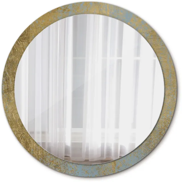 TULUP Spiegel - Ronde Spiegel - Spiegel op gehard Glas - Loftpatroon - Diameter: 100 cm - Spiegel met decoratief motief - Scandinavisch Design - Gele - Inloopkastspiegel – Badkamerspiegel - Toiletspiegel - Make-up Spiegel - Ophangsysteem Geel Loftpatroon