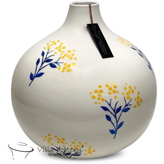 Villa Pottery Rosario bloemen vaas 35x30 blauw
