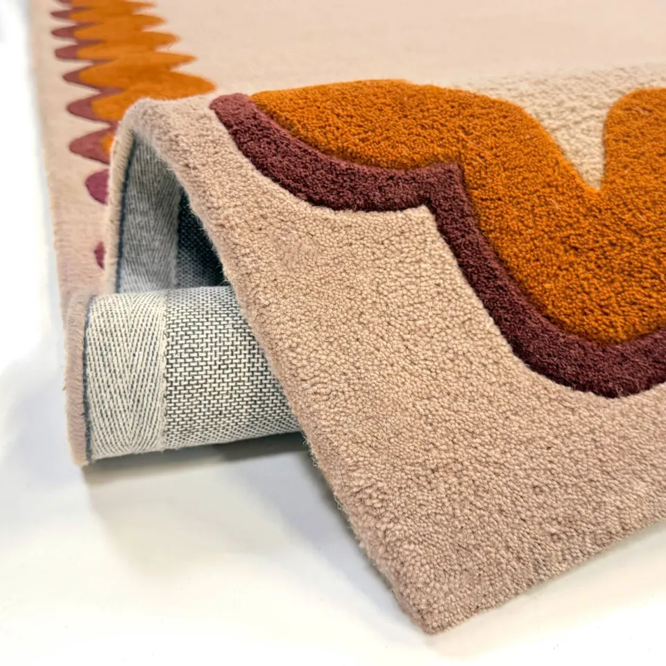 Flair Rugs Wiggle Border wollen vloerkleed oranje, foto 3