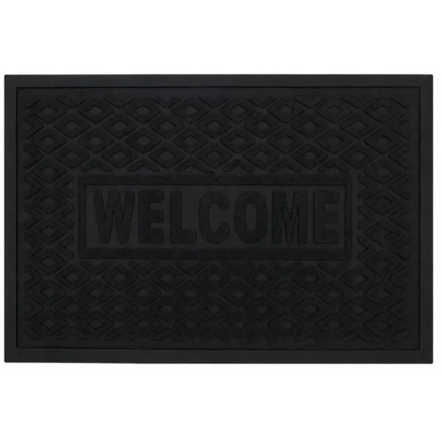 Gerimport Deurmat Welcome - voor binnen - zwart - 60 x 40 cm - anti slip - droogloopmat - rubber