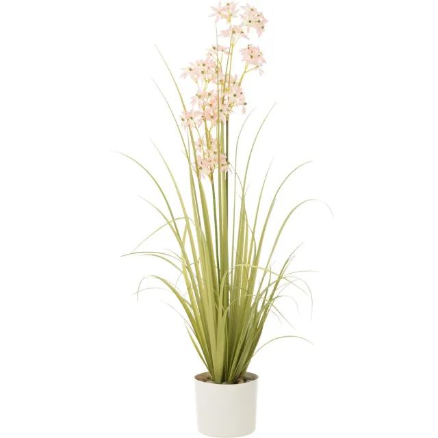 J-Line plant Allium In Pot - kunststof - groen/lichtroze - medium