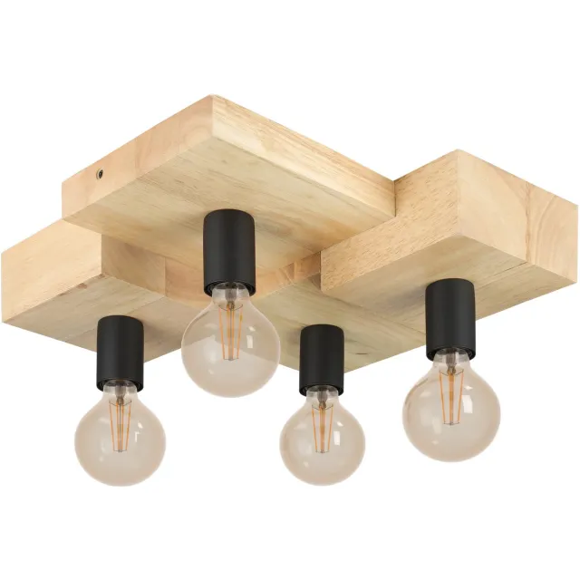 Eglo Halkin Plafondlamp - E27 - 43 cm - Bruin|Zwart - Hout Zwart;Bruin