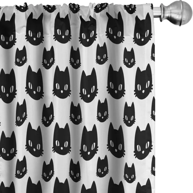 ABAKUHAUS Kitten-gordijnen – 2-delige set 75x245 cm – microvezel – gedeeltelijke verduistering Charcoal Grijs