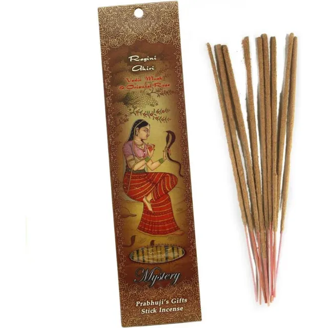 Prabhuji's Gifts Wierooksticks, handgerold, 'Ragini Ahiri' met vedische musk en oosterse roos, 20 sticks