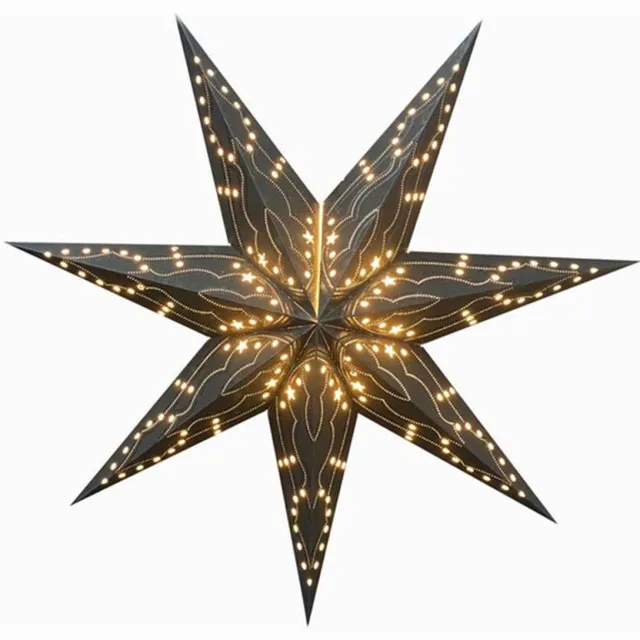 Only natural Floz Design grote kerstster zwart - papieren kerstster - met subtiele glitter - fairtrade - 75 cm