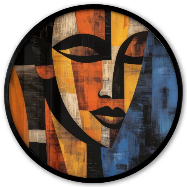 FrameYourWall Poster in lijst Rond - Fotolijst 40x40 cm - Posters - Abstract - Portret - Kleurvakken - Ronde posterlijst zwart - Decoratie - Wanddecoratie woonkamer - Muurdecoratie slaapkamer