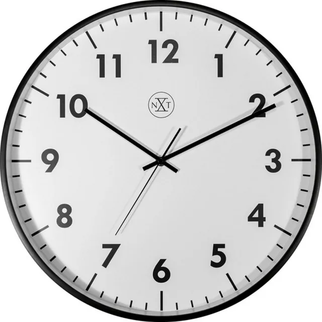 nXt NeXtime NX-7317-V2 Wandklok NXT STIL UURWERK 40cm Kunststof Zwart, Witte Wijzerplaat