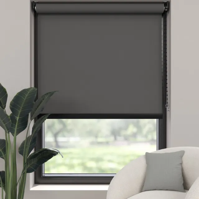Dutchblinds Rolgordijn - lichtdoorlatend - Antraciet - 205x190cm - Raamdecoratie op maat