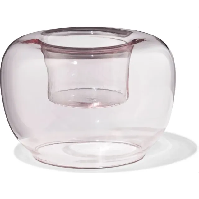 HEMA Sfeerlichthouder glas retro roze (roze)