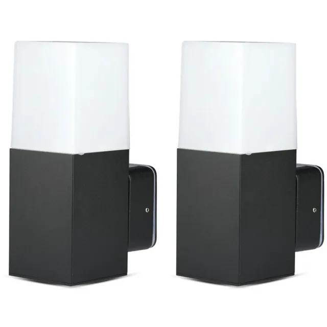 V-tac Wandlamp Buitenlamp Wandlamp Voordeurlamp Wandspot Tuinlamp, aluminium zwart, GU10, H 25 cm, set van 2