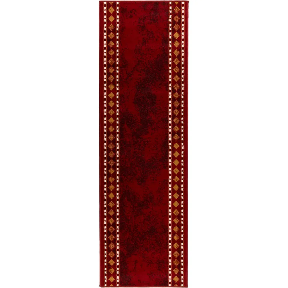 vidaXL Tapijtloper FLORNES Geweven Rood Diamanten 100 x 200 cm PP 7 mm