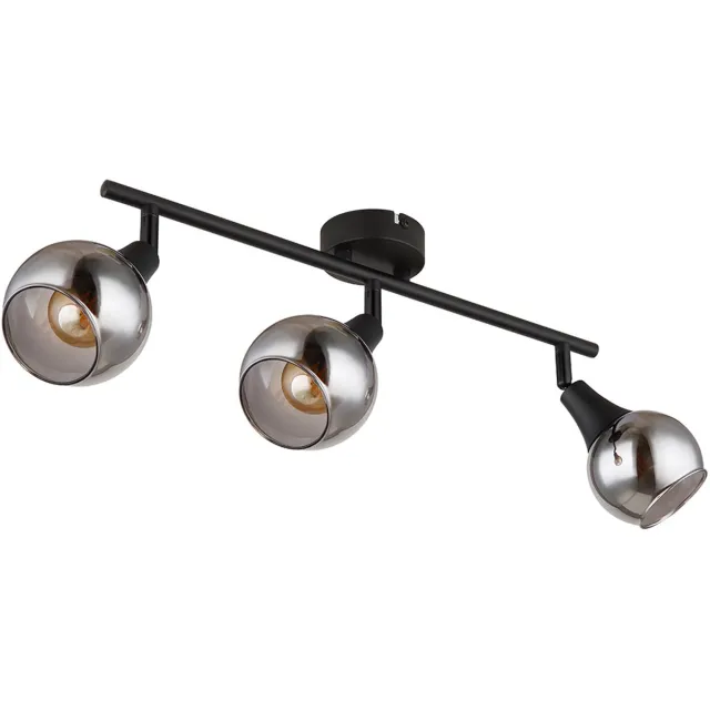 Globo Lighting Plafondlamp Woonkamerlamp Eetkamerlamp Slaapkamerlamp, metaal glas zwart rookkleurig, 3 vlammen E14, L 45 cm