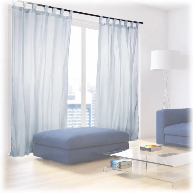 Relaxdays vitrage met lussen - 245 x 140 cm - 2 stuks - voile - effen polyester - glasgordijn - zilver