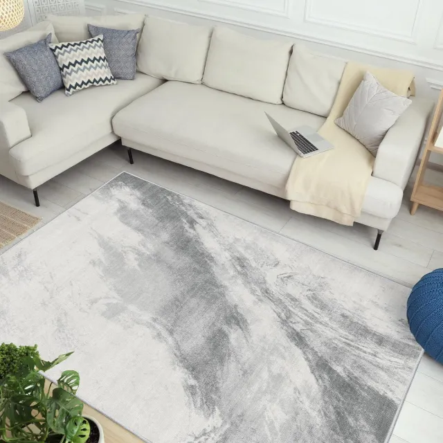 My Ninki ® Modern en Stijlvol Laagpolig Vloerkleed voor Woonkamer of Kantoor, Superzacht en Antislip, 160 x 230 cm lichtgrijs
