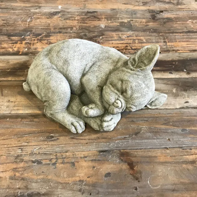 A&S Estates Betonnen tuinbeeld - pup French Bulldog / puppy grijs