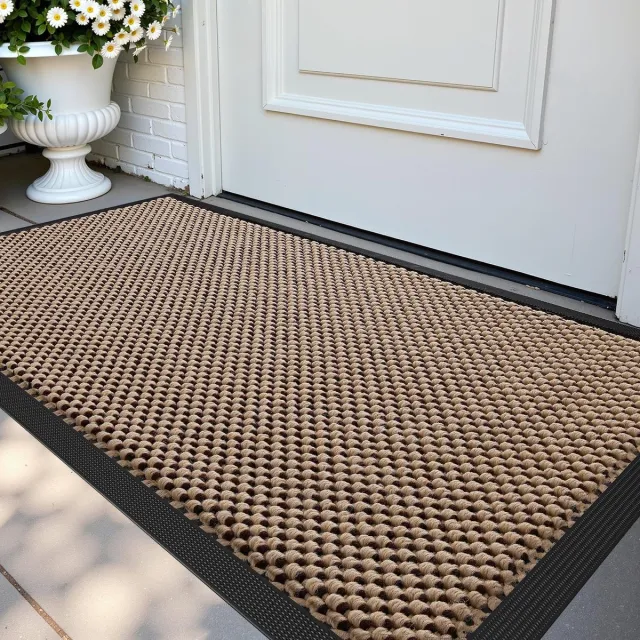 Ibenzoa Fraaie en Functionele Schoonloopmat voor Buiten in Khaki met Antislip Eigenschappen 43 x 75 cm kaki