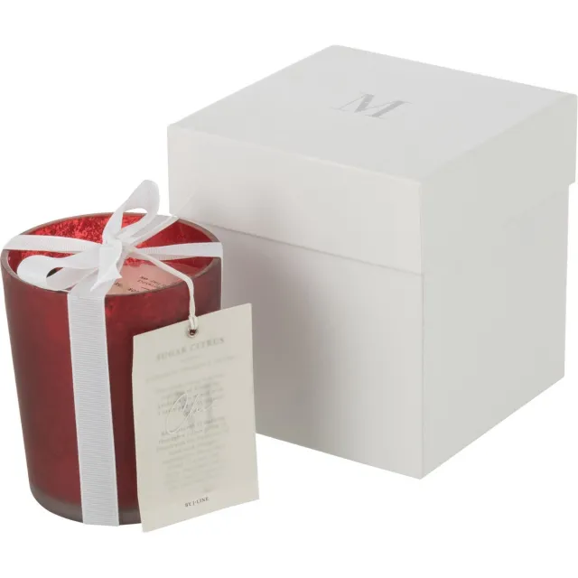 J-Line geurkaars M-Chic - Oud & Amber - glas - rood - small - 48U
