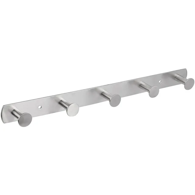 Differnz Kapstok - 5 Haken - Kapstokframe met Ronde Haken - Twee Bevestigingspunten - Wandbevestiging met Schroeven - Kleur: Mat Chroom - Geschikt voor 5 Jassen in de Hal Zilver