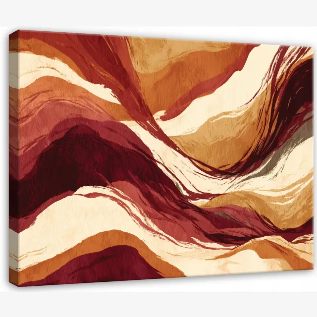 WALLARENA Schilderij op canvas - 120x80 cm - beige bordeaux en terracotta abstractie - wanddecoratie voor woonkamer en slaapkamer Oranje