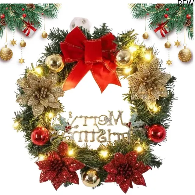 RFWR Kerstkrans met Verlichting - 40 cm Decoratieve Deurhanger voor de Feestdagen
