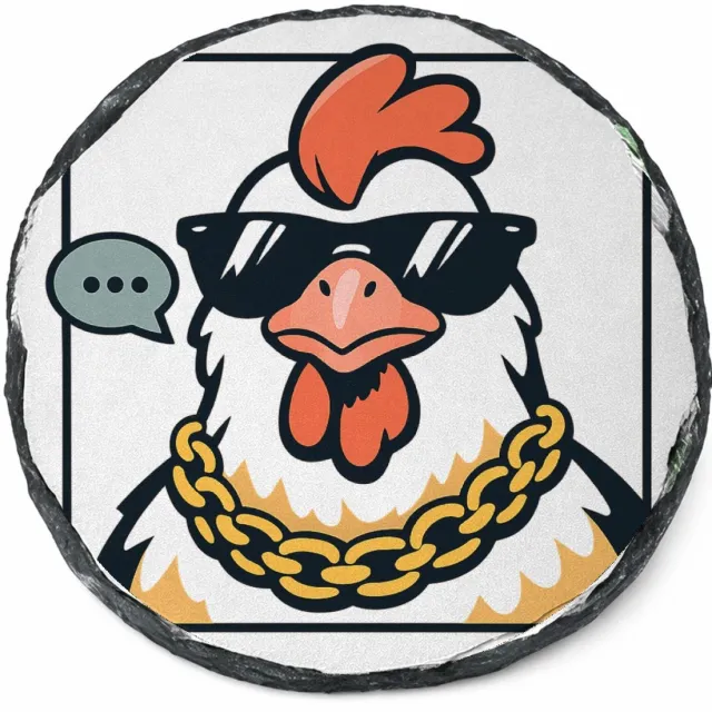 Mr Cadeautjes Leisteen rond Ø 14 - design Retro karakterprint met onverwachte zelfverzekerdheid | cadeau wit