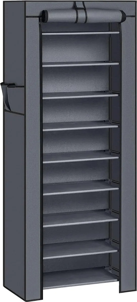 vidaXL 10 lagen schoenenrek schoenkast voor ca. 27 paar schoenen stofdichte plank 160 x 58 x 28 cm Grijs RXJ10G