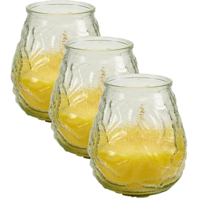 Arte r Geurkaars citronella - 4x - in windlicht - glas - 10 cm - citrusgeur Geel