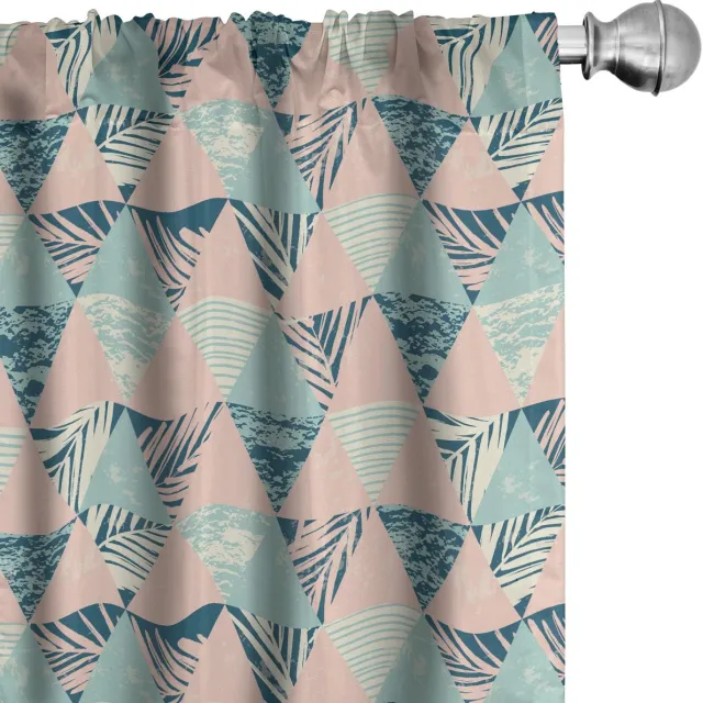 ABAKUHAUS Tropische Palmen – 2-delige set gordijnen 75x245 cm – Pastelroze/Blauw Pale Pink