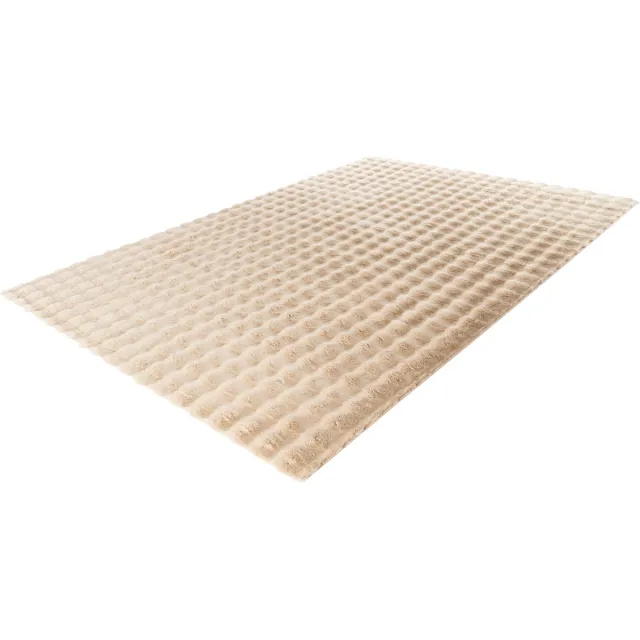 Lalee Harmony - 3d Vloerkleed - Tapijt – Karpet - Hoogpolig - Superzacht - Fluffy - Shiny- 3d blokjes- rabbit- 200x290 cm beige