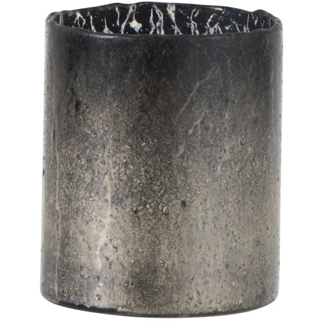 J-Line Vaas Cilinder Ruw Glas Smokey Zilver Small GLASS