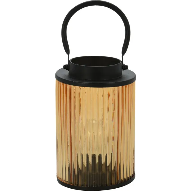 Home & Styling Lantaarn - Windlicht - LED - metaal - warm wit licht - 12,5 x 16,5 cm - tuinlamp - buitenlamp - sfeerlichtje Zwart