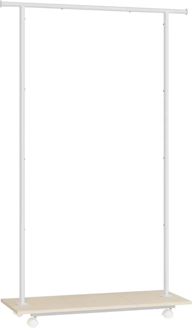 FurnStar Kapstok - Kapstok Staand - Kapstokken - Kledinghangers - Kledingrek op Wieltjes - Kledingrek Metaal - ‎‎35 x 98,5 x 160,3 cm - Kledingrek Wit