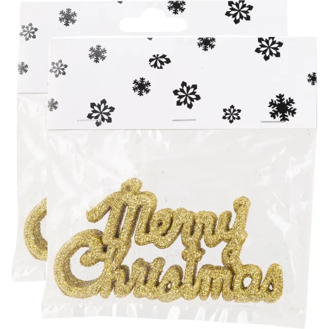 Cosy&Trendy Cosy @ Home Merry Christmas 12x kunststof kersthangers - goud - 10 cm - kerstboomversiering - feestelijk