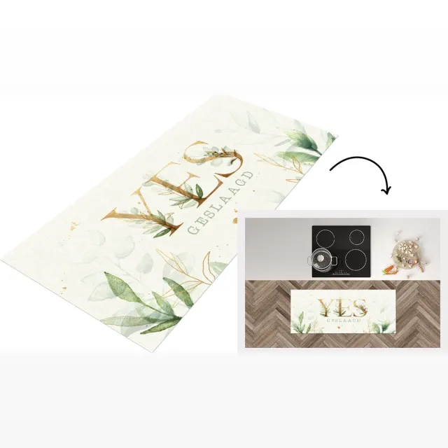KitchenYeah Keukenloper - Loper keuken - Geslaagd - Goud - Quote - Keukenloper vinyl Multicolor