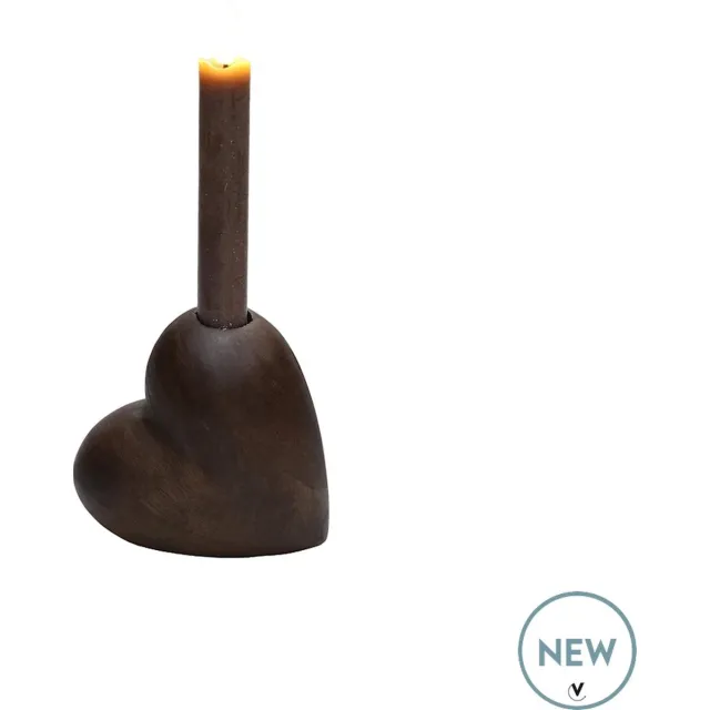 Vase The World Kandelaar Divide | Hartvormig | Liefde | Walnoot hout | Ø11 x H7 cm donkerbruin