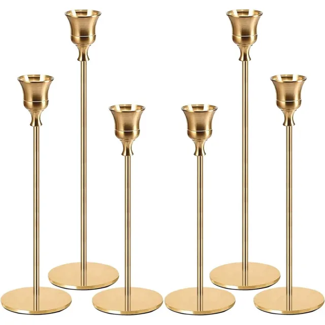 PEAM Set Van 6 Gouden Kandelaars - Moderne Vintage Stijl - Elegante Tafeldecoratie Voor Bruiloft & Woonkamer GOOD