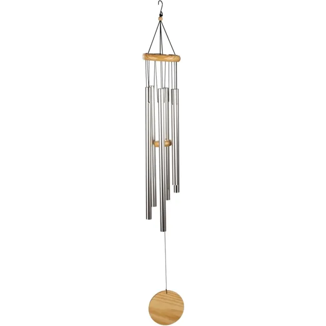 Radey's Windgong - metaal - aluminium buizen - houten klepel - 88cm - windchime Zilver