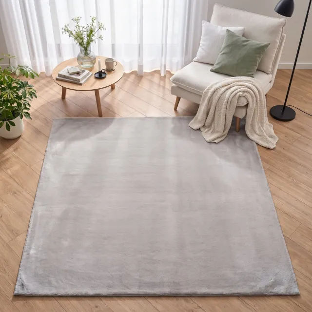 Tapiso Lumi Vierkant Vloerkleed Lichtgrijs Zacht Antislip Wasbaar Slaapkamer Woonkamer Tapijt
