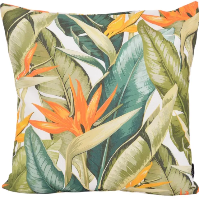 NOVÉE Paradise Flower Kussenhoes | Outdoor / Buiten Collectie | 45 x 45 cm | Katoen/Polyester oranje-groen
