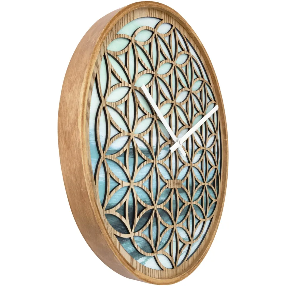 NeXtime Wandklok 40 cm - Geruisloos - Groen - Hout - "Concord", foto 2
