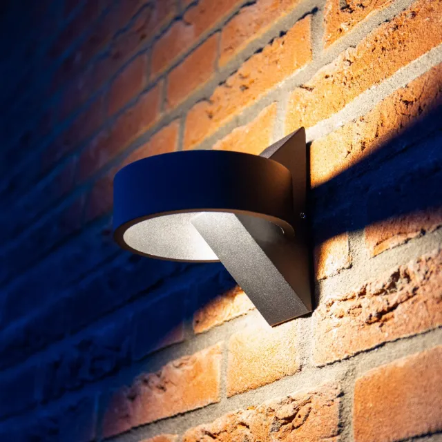 HOFTRONIC Muta - Wandlamp - Zwart - IP54 spuitwaterdicht - 3000K Warm wit - 6 Watt - Dimbaar - Moderne muurlamp - Up down light - Geschikt als wandlamp buiten, wandlamp badkamer en wandlamp binnen - 3 jaar garantie
