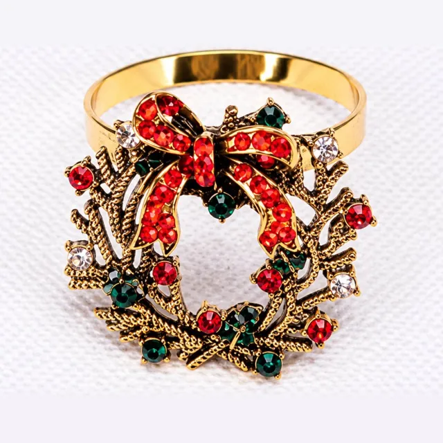 KARACA Kerstkrans Servetringen – Set van 2 – Feestelijke Kerst Tafeldecoratie goud, rood, groen, wit
