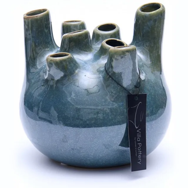 Villa Pottery Vaas - Villa Pottery - Decoratie - Woondecoratie - Porselein - Waterdicht - Isabelle 1_3 Green Blue Blauw