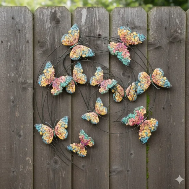 Anna's Collection Tuindecoratie vlinders - 3D - gekleurd - 60 cm - muur/schutting decoratie - tuinvlinders - muurvlinders Multi pastel