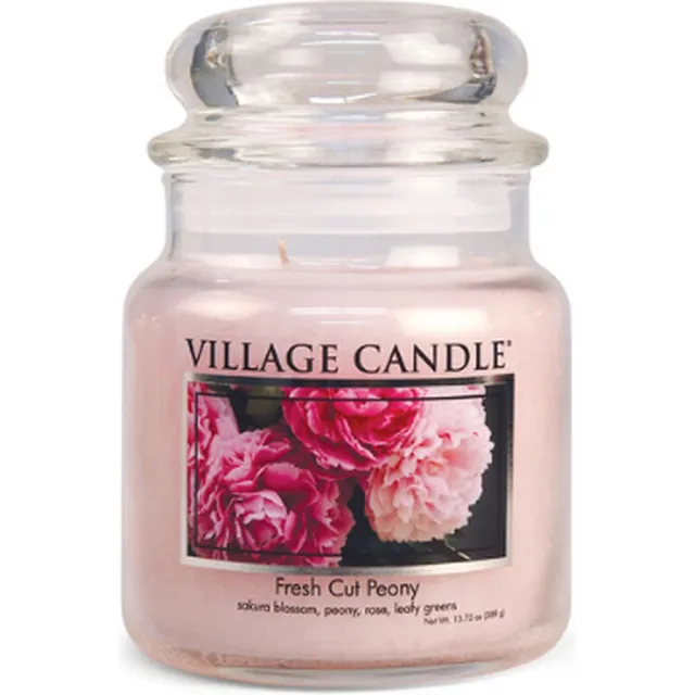 village candle Medium Jar Fresh Cut Peony roze